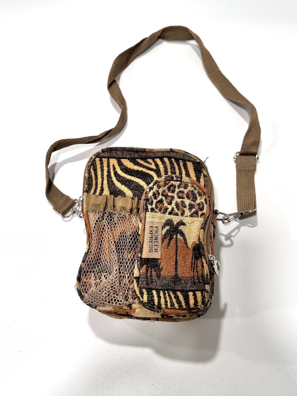 Vintage Pioneer Express Safari Themed Shoulder Bag Purse Adjustable Strap